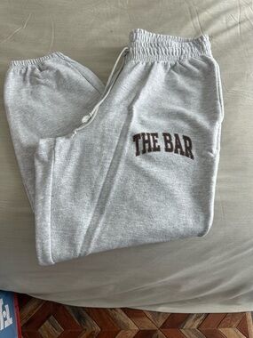 The Bar Light Gray Sweatpants with Brown Label